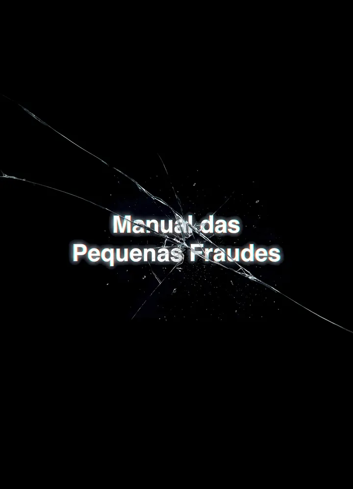 Capa do livro Manual das Pequenas Fraudes — vidro trincado em fundo preto